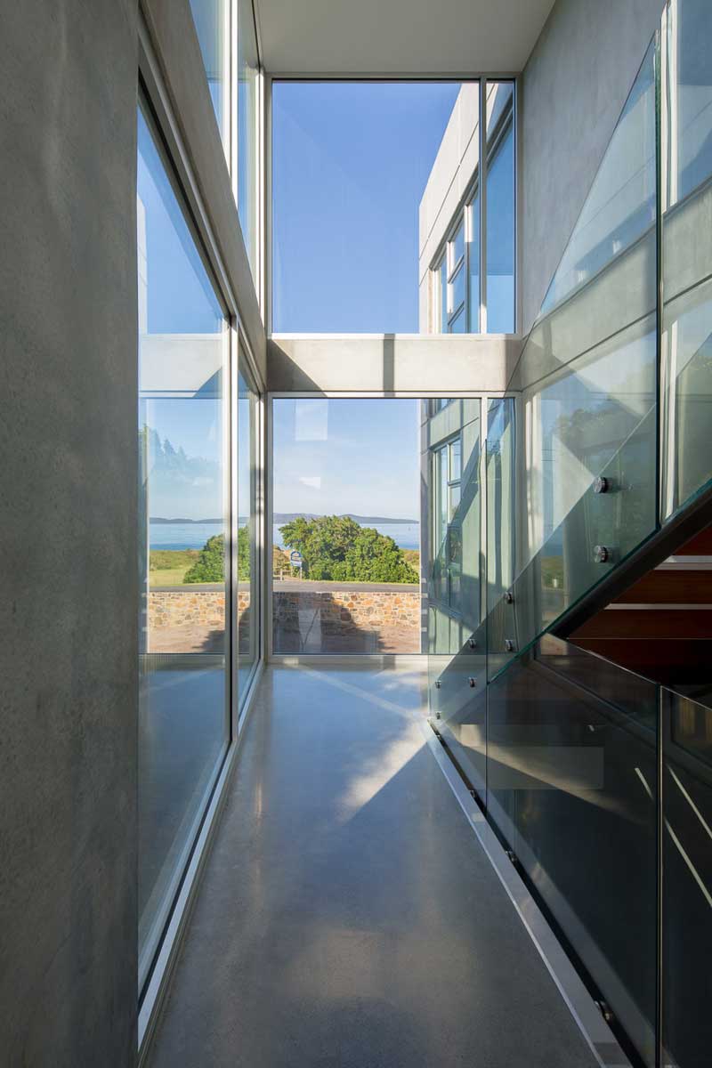 Internal view of stairwell looking across the Tamar River