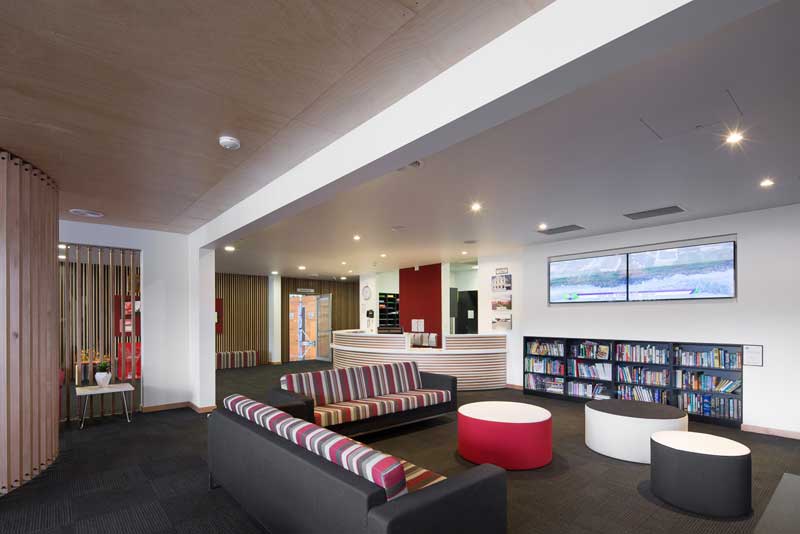 Internal view looking across waiting area